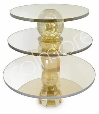 Obrázok produktu pre Servírovací stojan, 3 úrovne, model OPALE, priemer 30 cm, výška 32 cm, zlatá povrchová úprava