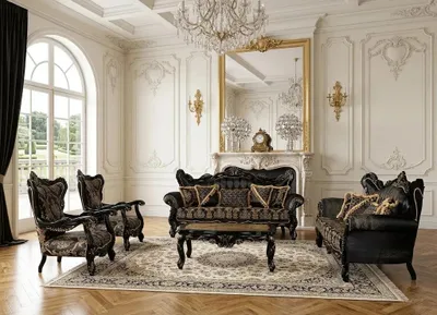 Image de Ensemble de salon avec table basse 3+3+1+1 de style classique