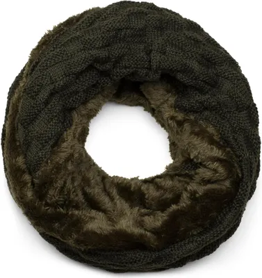 Produktbild von styleBREAKER warmer Feinstrick Loop Schal mit Flecht Muster und sehr weichem Fleece Innenfutter, Schlauchschal, Uni 01018150