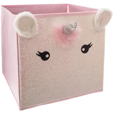 Image de Boite de rangement Licorne - L 31 cm x l 29 cm - Rose