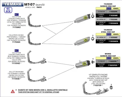 Obrázok produktu pre Katalyzátor ARROW schválený pre výfukové systémy Thunder pre Yamaha MT-07