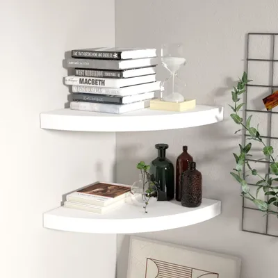 Produktbild von "im Angebot" Schwebende Eckregale 2 Stk. Weiß 35x35x3,8 cm MDF - Wandregale CC9943