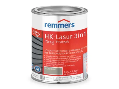 Zdjęcie produktu dla Remmers Aqua HK-Lasur 3w1 Grey Protect srebrnoszary (RC-970) 0,75 l, bejca do drewna
