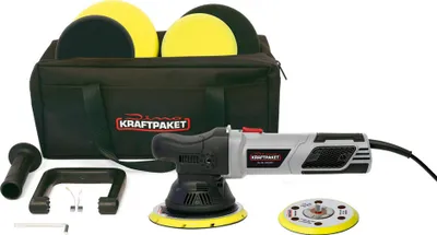 Produktbild von 21mm-900W Dino KRAFTPAKET Exzenter Poliermaschine Stufenlos im XXL-Set mit 125mm 150mm Stützteller Polierschwamm Polierteller Polierpad Tasche
