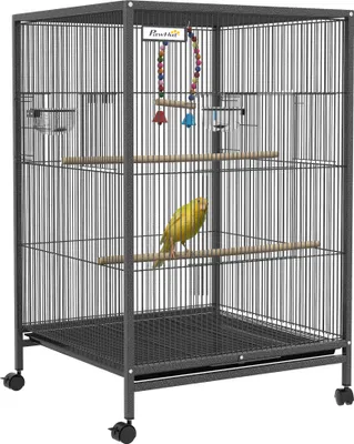 Image de Cage à oiseaux, acier inoxydable, 48 x 64 x 74 cm, gris