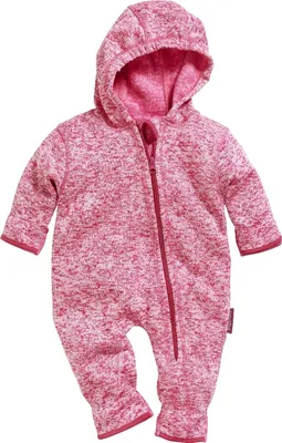 Produktbild von Playshoes Baby Strickfleece-Overall Strampler mit Kapuze, pink, Größe:62