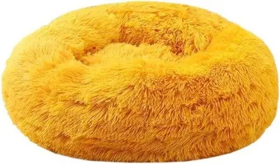 Produktbild von Katzenbett, rund, ca. 50 x 50 cm, Plüsch-Donut-Hundebett für kleine Hunde und Katzen, waschbar, flauschiges Kuschelbett, Hundekissen, Katzenkissen