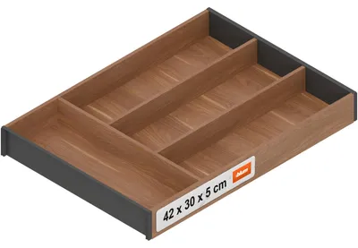 Zdjęcie produktu dla BLUM AMBIA-LINE taca na sztućce NL450mm, W300mm, orzech Tennessee