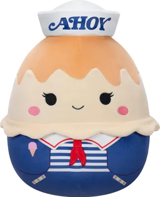 A plush toy shaped like an ice cream cone with a sailor hat.