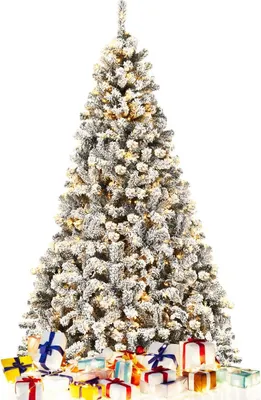 Produktbild von GOPLUS 228 cm Künstlicher Weihnachtsbaum mit 450 LED-Beleuchtung Tannenbaum , Christbaum mit Schnee & 1010 Spitzen