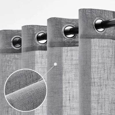 Image de Rideaux gris modernes, lot de 2, 140 x 215 cm