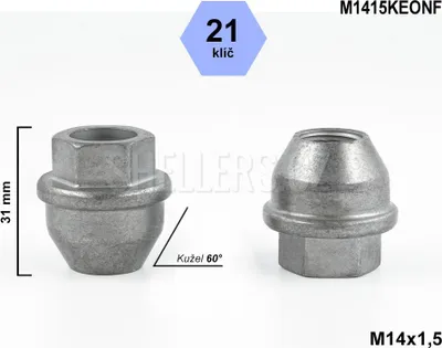 Obrázek produktu pro Kolová matice M14x1,5 kužel otevřená, klíč 21, M1415KEONF, DF12, výška 31 mm