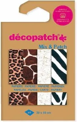 Produktbild von Décopatch 6x Mix & Patch Pack 4 Bl 30x40cm Tierfelle Gemischte Sortierung DP044C