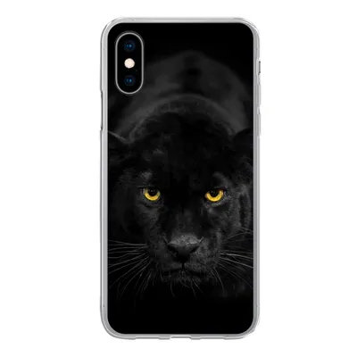 Produktbild von MuchoWow® Handyhülle Schutzhülle Hülle für iPhone X Leopard - Augen - Schwarz Silikon Softcase Handy Hülle - Handyhülle