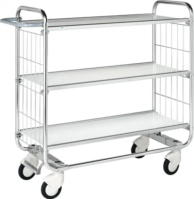 Produktbild von Kongamek Bordwagen verzinkt mit 3 laminierten Böden 1200x425mm und Bremse