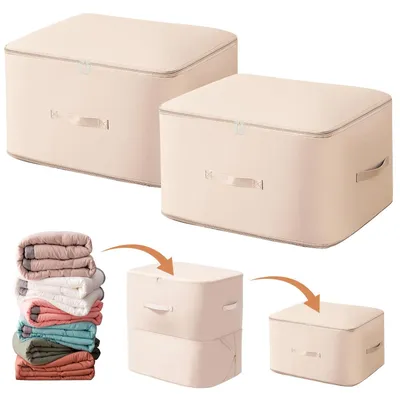 Imagen del producto de Omgoods - Juego de 2 bolsas de almacenamiento autocomprimibles para ropa y mantas