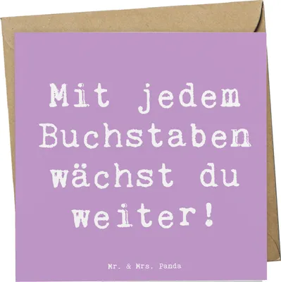 Produktbild von Mr. & Mrs. Panda Grußkarte Spruch Schulanfang Inspiration - Lavendeltraum - Geschenk, Trost, Zuversicht, Glückwunschkarte, Klappkarte, Bildung, Selbstvertrauen, Wissen