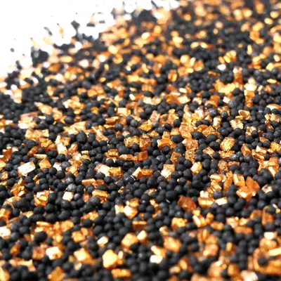 Produktbild von Streuselheld Schwarz/Gold 40g Streusel zum Dekorieren und Verzieren von Gebäck aller Art wie Torten Kuchen Keksen Zuckerstreusel