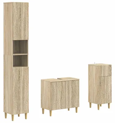 Immagine prodotto di Sistema di mobili da bagno a 3 pezzi, modello DELFT, realizzato in legno composito