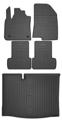 Productafbeelding van Rubberen automatten + kofferbakmat voor Dacia Sandero III vanaf 2021 (hatchback) – 5-delig, zwart, op maat – Wielganizator SolidPRO