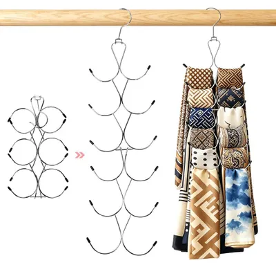 Schalhalter-Set 2er-Pack mit 12 Haken, 360° drehbar, 6 kg Tragkraft