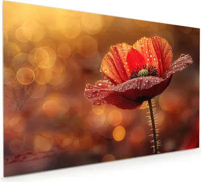 Produktbild von Küchenrückwand Spritzschutz Glas mit Motiv Blühende Mohnblume 40 x 40 cm