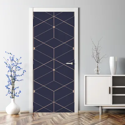 Produktbild von Dekorative Abnehmbarer Wandsticker Türtapete selbstklebend Klebefolie Dunkle Geometrie 77 x 200 cm
