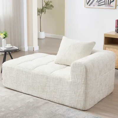Produktbild von okwish Ecksofa Relaxsofa Einzelsofa, flauschiges Sofa,Polstermöbel,Sitzsäcke Chaiselongue,Loungesofa mit Kissen&Seitentaschen Polstermöbel ,Beige