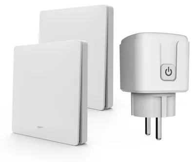 Funksteckdosen-Set, 433 MHz, 3500 W, 2 Schalter + 1 Steckdose, Weiß