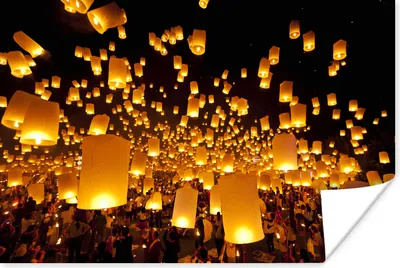 Produktbild von MuchoWow® Poster Aufsteigende Wunschballons 120x80 cm - Bilder