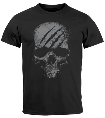 Neverless® Maglietta da uomo con scritta Moin Skull Stampa