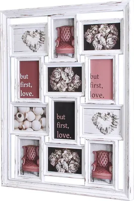 Produktbild von levandeo Bilderrahmen Weiß Collage 52x67cm 12 Fotos 10x15 Shabby Chic Vintage