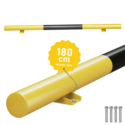 Produktbild von ROSEJANE Garagenstopper 180 x 13,5 x 9,5 cm, Radstopp aus Stahl, Parkbegrenzung mit Anfahrschutz, Einparkhilfe für Garage, Parkplatz und Parkhaus, Schwarz-Gelb