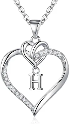 Immagine prodotto di TINGN Regali di San Valentino Collana Cuore Donna Placcato oro 14K Lettere Zirconia Mamma Fidanzata - Argento