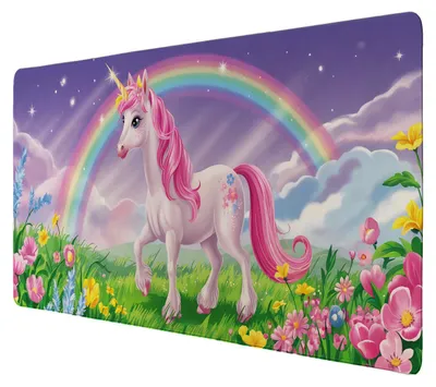 Produktbild von Einhorn in Fantasielandschaft Schreibtischunterlage 69x31cm XXL Mauspad für