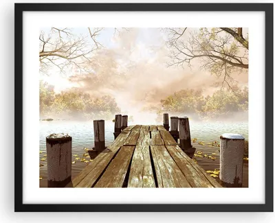 Produktbild von Gerahmtes Poster - Schwarzer Rahmen - Illustration herbst landschaft bäume - 50x40 cm - Wand Bild - Wanddeko - Wandbilder - Wandposter - Bilderrahmen - Bilder - Kunstdruck - Wandbild - P2BAA50x40-2394