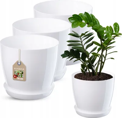 Obrázok produktu pre Plastový kvetináč KADAX "Agen", kvetináč s podšálkou. Kvetináč, 16 cm, biely, 3 kusy