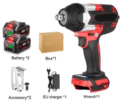 Immagine prodotto di Chiave a percussione a batteria - Avvitatore a percussione a batteria con coppia di 1800 Nm e due batterie - Colore rosso