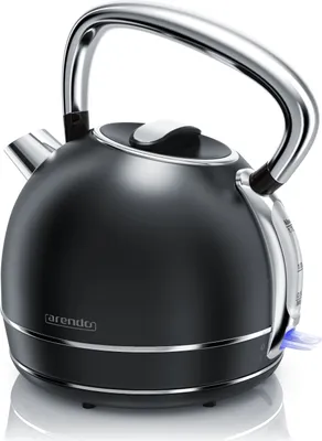 Produktbild von Arendo Wasserkocher 1,7 l, 2200 W, Edelstahl Retro Style Vintage, Überhitzung & Trockenkochschutz, schwarz