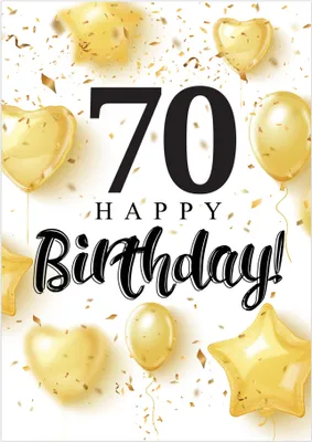 Produktbild von Friendly Fox Geburtstagskarte runder Geburtstag - 70. Geburtstag Glückwunschkarte zum Geburtstag - große Happy Birthday Karte inkl. Umschlag - Klappkarte 70 Geburtstag - Ballons & Konfetti