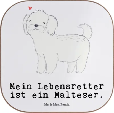 Produktbild von Mr. & Mrs. Panda Holzuntersetzer Malteser Lebensretter - Weiß - Geschenk, Teeuntersetzer, bieruntersetzer, Untersetzer für Gläser, gläseruntersetzer