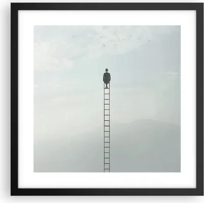 Produktbild von Gerahmtes Poster - Schwarzer Rahmen - Leiter Himmel Symbol - 40x40 cm - Wand Bild - Wanddeko - Wandbilder - Kunstposter - Wandposter - Bilderrahmen - Bilder - Kunstdruck - P2BAC40x40-4463