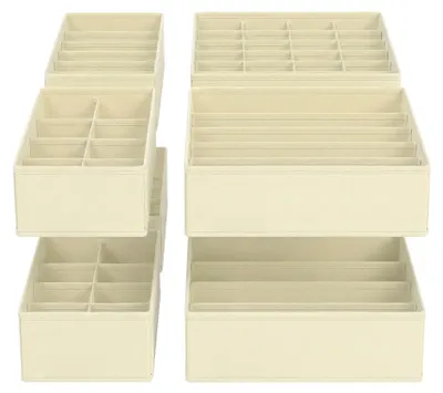 Produktbild von Unterwäsche-Organizer - 8er-Set - Schubladen-Organizer - Faltbar - Vliesstoff - Beige