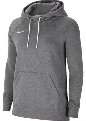 Imagen del producto de Sudadera de forro polar Nike Park para mujer, color gris carbón. Color: gris carbón/blanco/blanco. Talla: XL