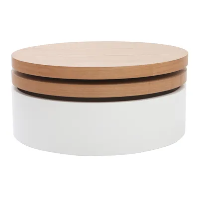 Produktbild von Miliboo - Couchtisch mit drehbaren Tischplatten und Staufläche Weiß und Holz ICON