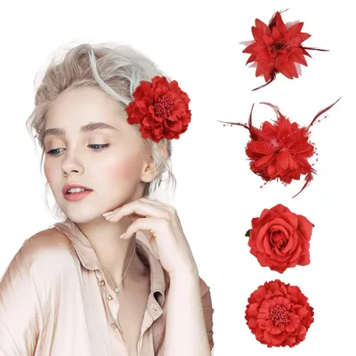 Image de Lot de 4 barrettes à fleurs pour femmes et filles