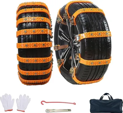 Produktbild von Schneeketten, Auto Schneekette für Reifen, 8 Stück Universal Winter Reifenketten 165-255mm, Verstellbares Rutschfeste Ketten für Auto, LKW, SUV