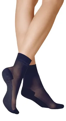 Immagine prodotto di Calzini donna KUNERT, modello "Cotone Sole", con suola in cotone, 20 den, colore blu navy, taglia 39/42