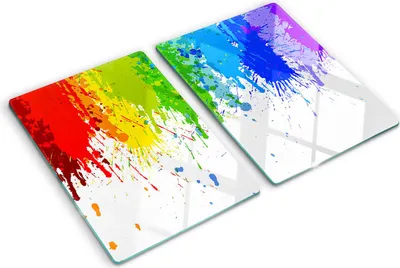 Produktbild von Tulup Glas Herdabdeckplatte - 2x40x52 cm - Glaskeramikkochfeld-Abdeckung Spritzschutz Glasabdeckplatte Kochplattenabdeckung und Schneidebrett - Zweiteilig - Kunst: modern & klassisch - Regenbogenflecken - Mehrfarbig