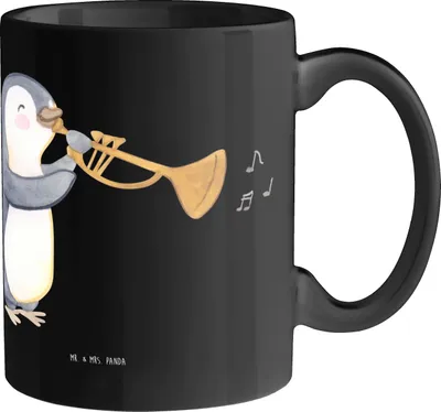 Produktbild von Mr. & Mrs. Panda Pott Trompete Freude - Schwarz - Geschenk, Teepott, laut, Becher, jazzig, Musiker, Kaffeebecher, Blasinstrumente, Nachbarschaft, Musik, Tasse, Instrument